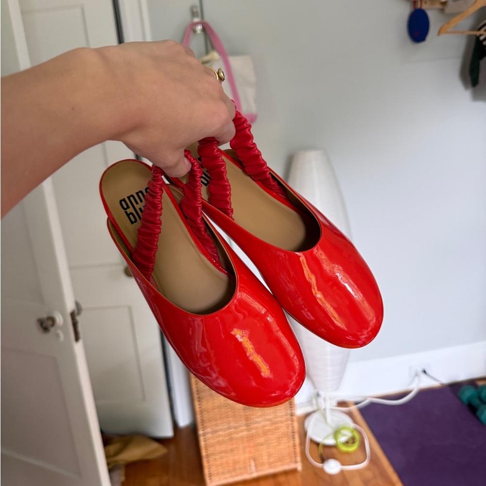 Anne Blum Bao Red Patent Slingback Ballet Flats